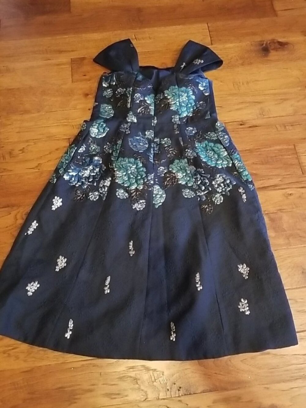 Teri Jon Rickie Freeman Blue Sparkle Jacquard Cap Sleeve Midi Dress Size 12 - Picture 6 of 13